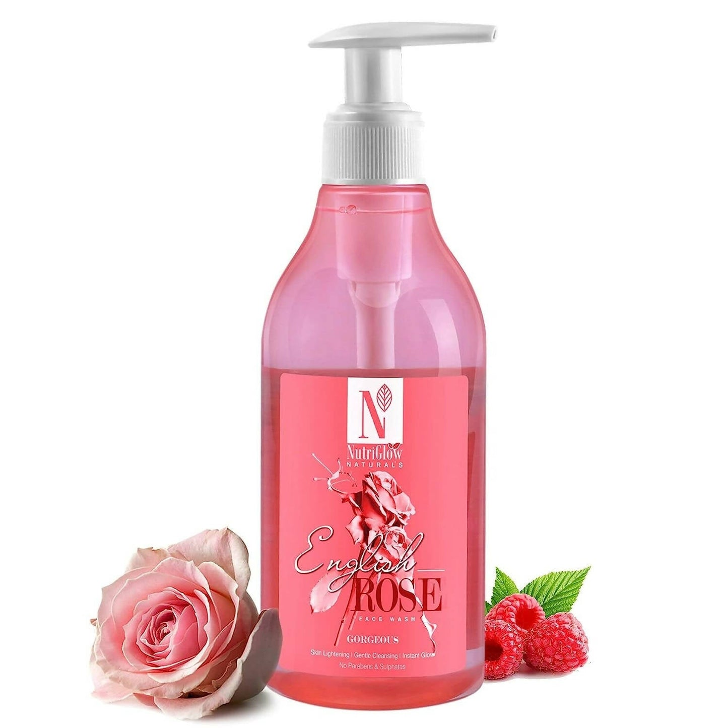 NutriGlow NATURAL'S English Rose Face Wash /With Natural Source Ingredients/Clean The Skin/ Glow / Cleansing - BUDNEN