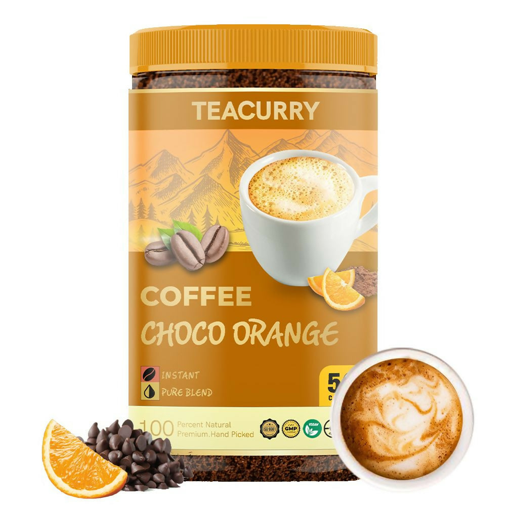 Teacurry Choco Orange Instant Coffee Powder - Arabica Freeze Dried Coffee for Instant Hot & Cold Coffee - 50GM