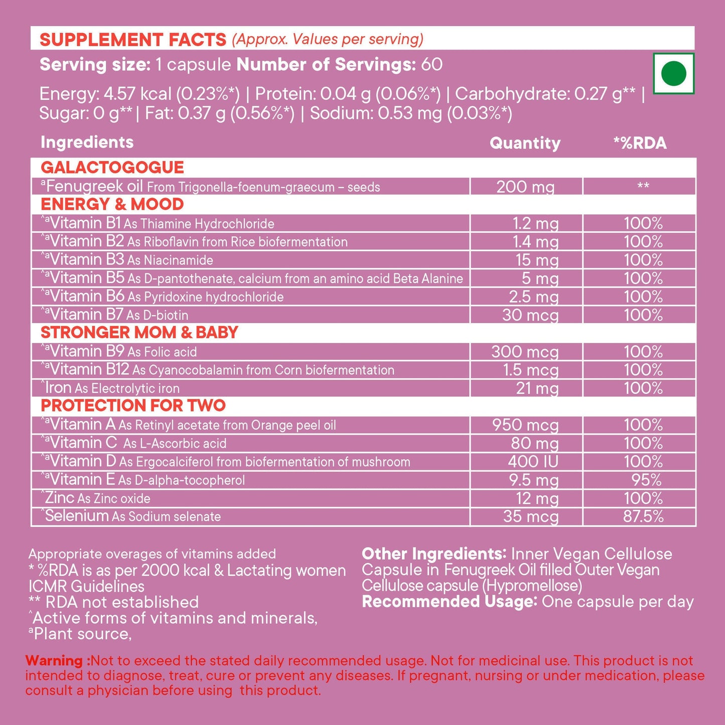 Wellbeing Nutrition Slow | Post Natal Capsules