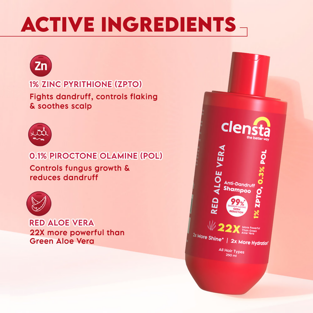 Clensta Red Aloe Vera Anti-Dandruff Shampoo