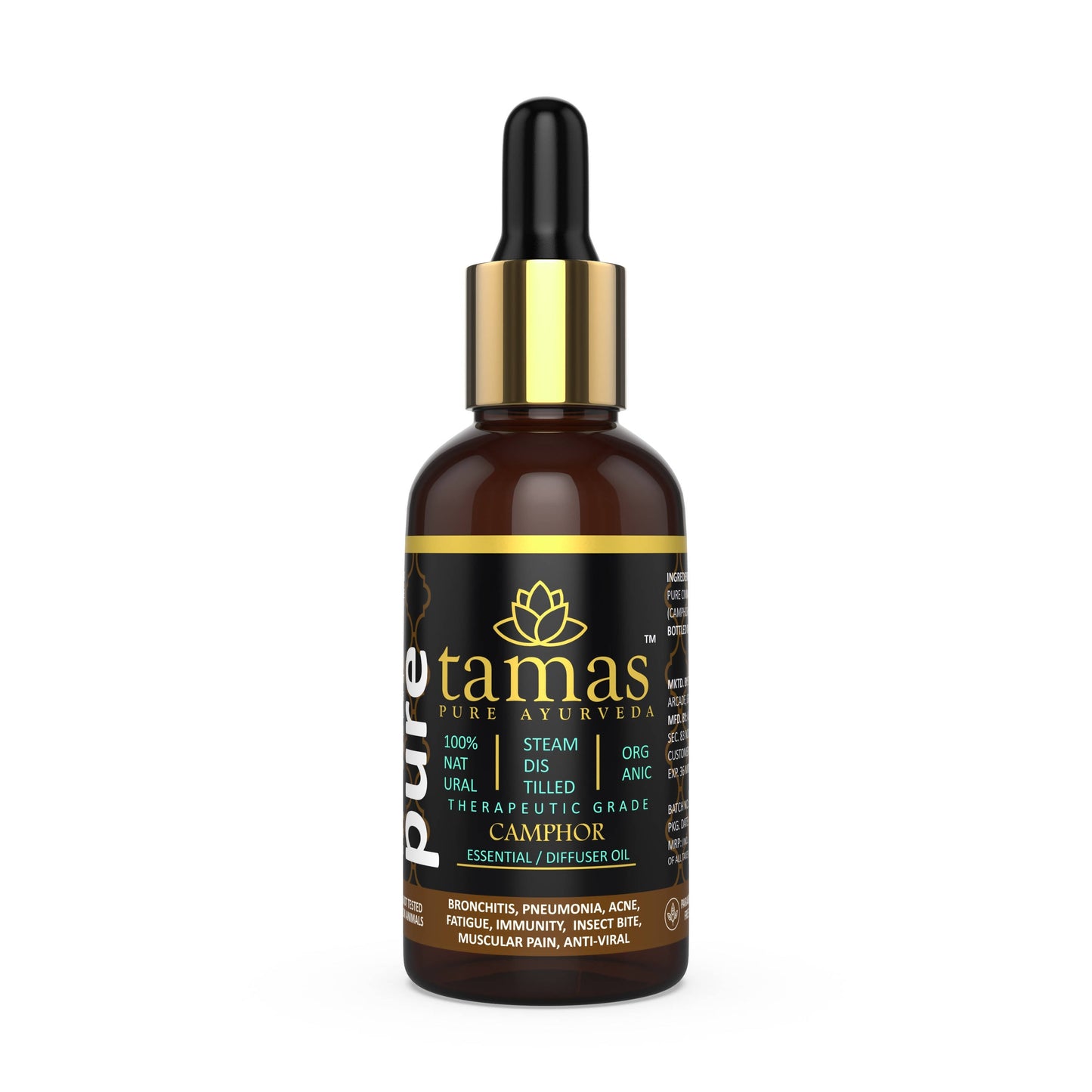 Tamas Pure Ayurveda 100% Organic Camphor Essential Oil - USDA Certified Organic