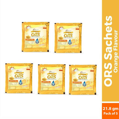 Dr. Morepen ORS Powder Sachets, Liquid Hydration Drink - Orange Flavour