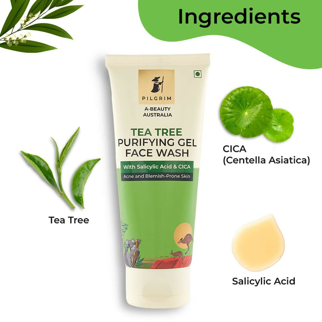 Pilgrim Australian Gel Face wash Purifying with Tea Tree, 1% Salicylic acid & CICA For Oily Skin, Acne And Pimples