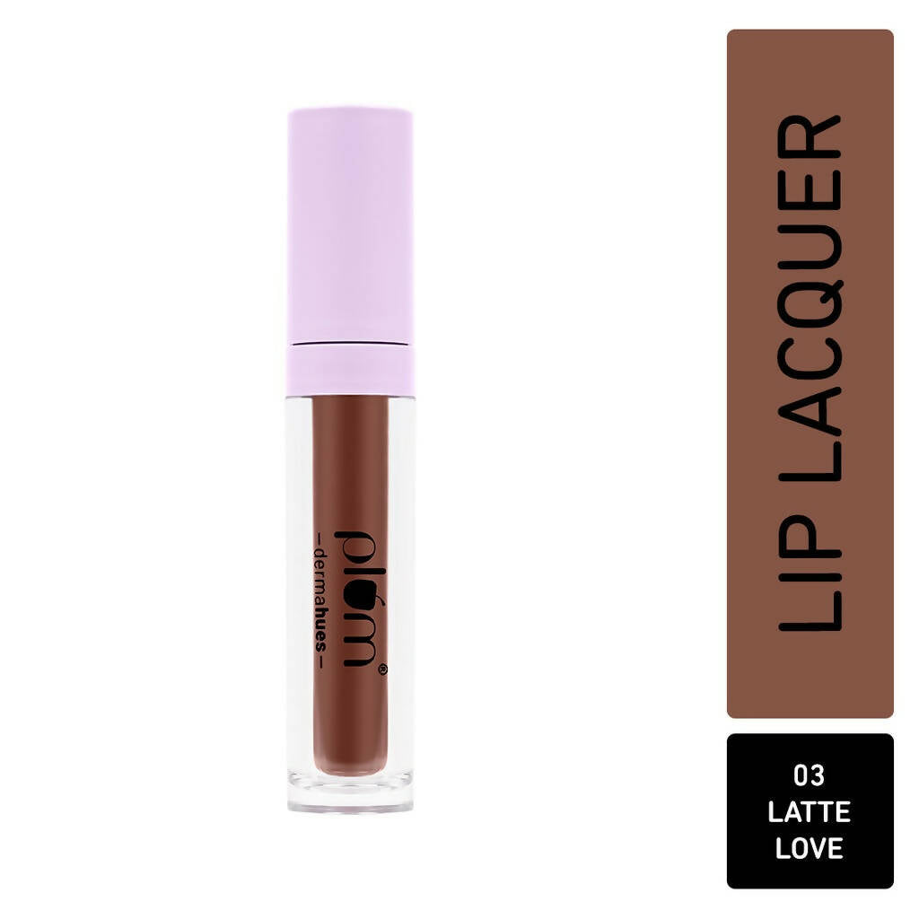 Plum Glassy Glaze Lip Lacquer 3-in-1 Lipstick + Lip Balm + Gloss 03 Latte Love