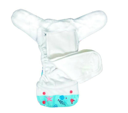 Kindermum Nano Pro Aio Cloth Diaper (With 2 Organic Inserts And Power Booster)-Seashore For Kids