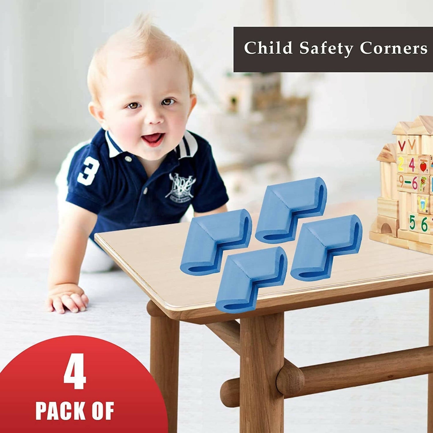 Safe-O-Kid Corner Guards Cushions L Shaped, Small, Blue For Kids Protection