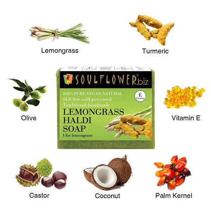 Soulflower Lemongrass Haldi Handmade Soap