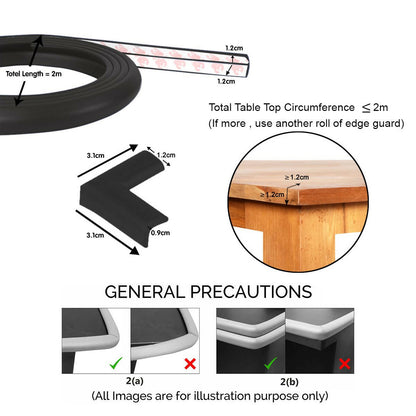 Safe-O-Kid Unique High Density L-Shaped 2 Mtr Long Mini 2 Edge Guards With 8 Corner Cushions