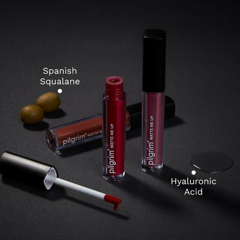 Pilgrim Liquid Matte Lipstick with Hyaluronic Acid - Saucy Coral