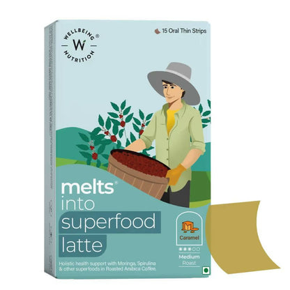 Wellbeing Nutrition Melts Superfood Latte Strips - Caramel Flavor - BUDEN