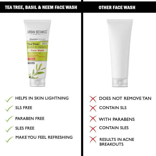 Urban Botanics Tea Tree, Basil & Purifying Neem Face Wash