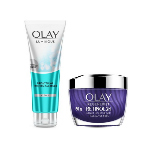 Olay Retinol Kit for Overnight Repair, Anti-ageing Night Cream with Cleanser - 150ML