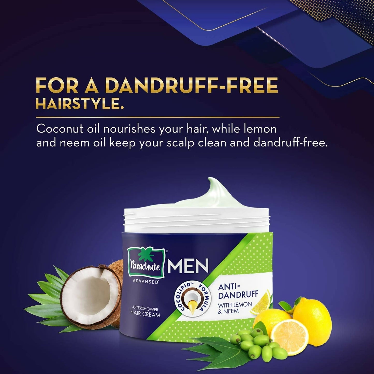 Parachute Advansed Men Hair Cream, Anti-Dandruff, With Lemon & Neem