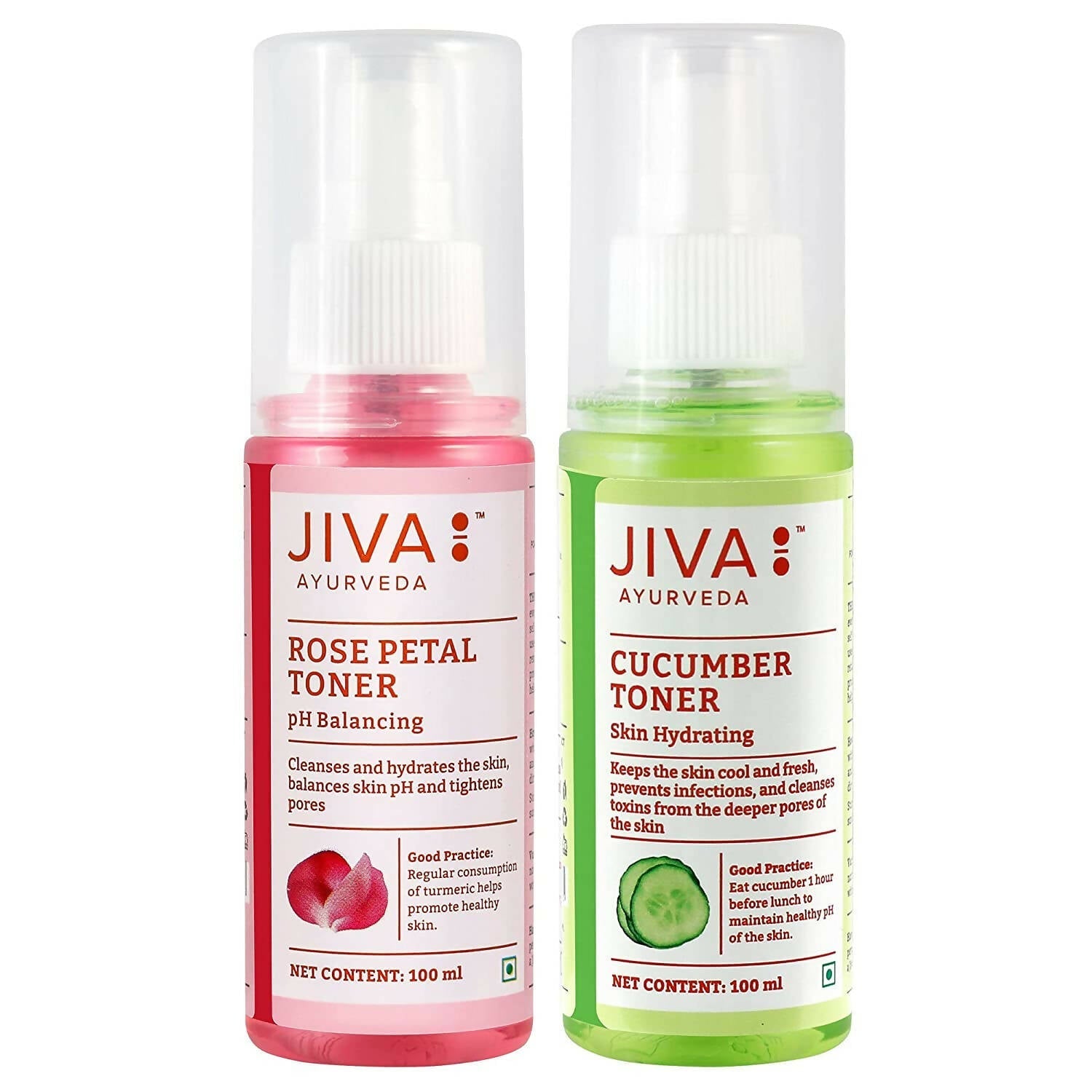 Jiva Ayurveda Rose Petal Water & Cucumber Water Skin Toner Combo - BUDNE