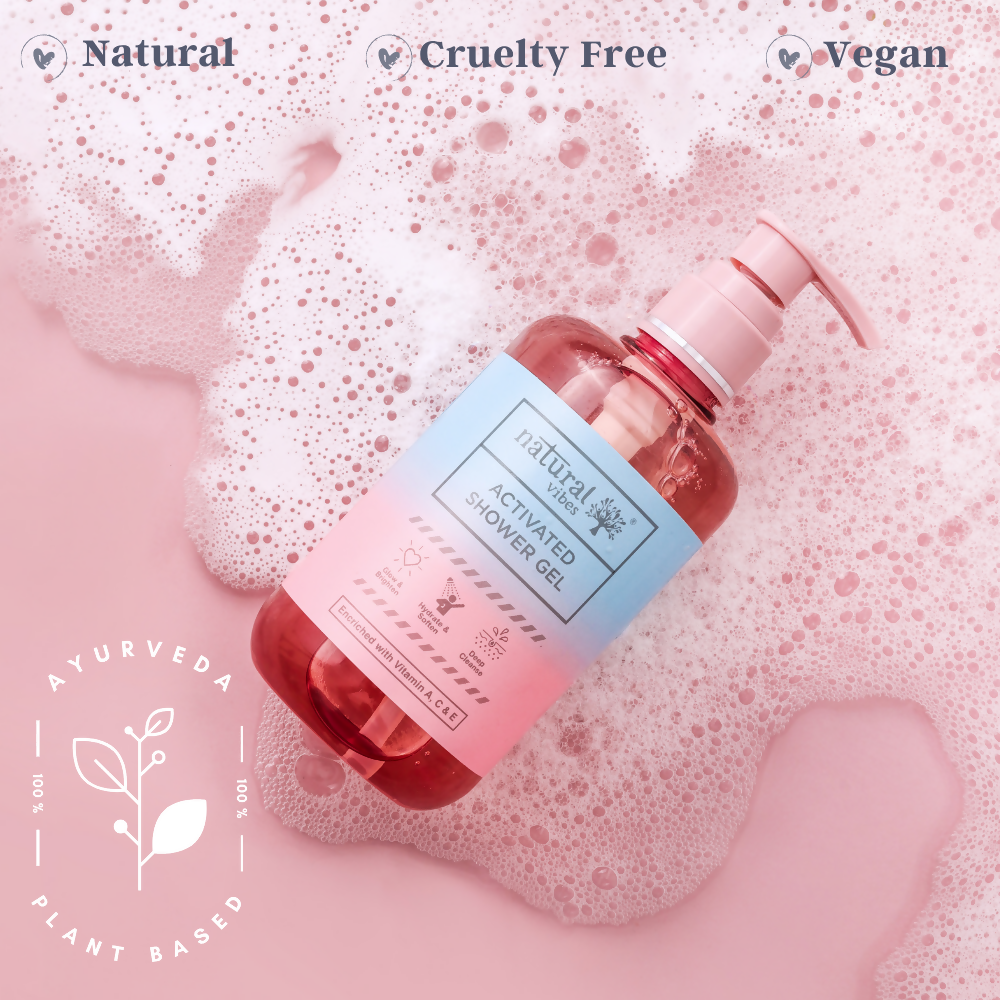 Natural Vibes Deep Cleanse & Exfoliating Routine - Shower Gel Body Wash & Scrubbing Glove