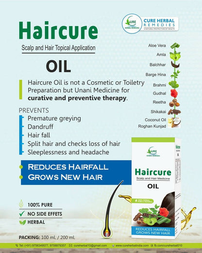 Cure Herbal Remedies Haircure Scalp and Hair Medicine Oil