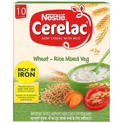 Nestle Cerelac Baby Cereal with Milk - Wheat-Rice Mixed Veg, From 10-12 Months