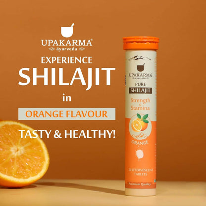 Upakarma Ayurveda Pure SJ Effervescent Tablets in 2 Unique Flavors (Pure SJ & Orange) Combo