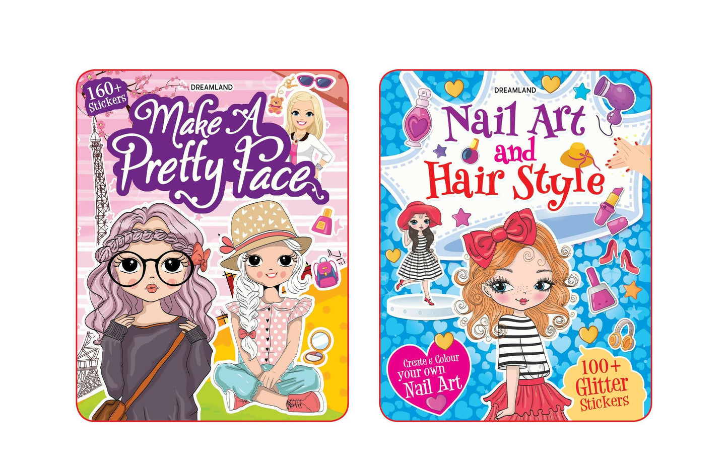 Dreamland Make A Pretty Face and Nail Art, Hair Style Pack- 2 Books -  buy in usa 