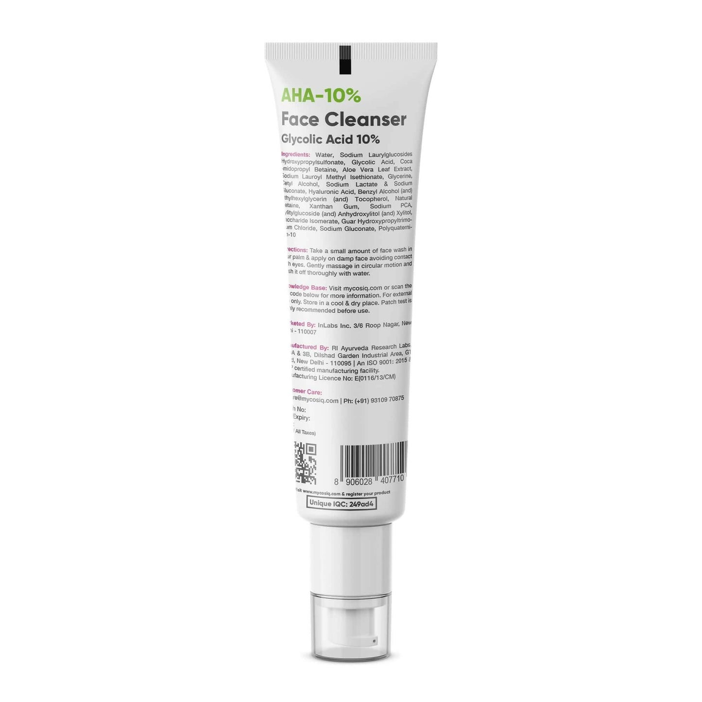 Cos-IQ AHA Glycolic Acid 10% Face Cleanser