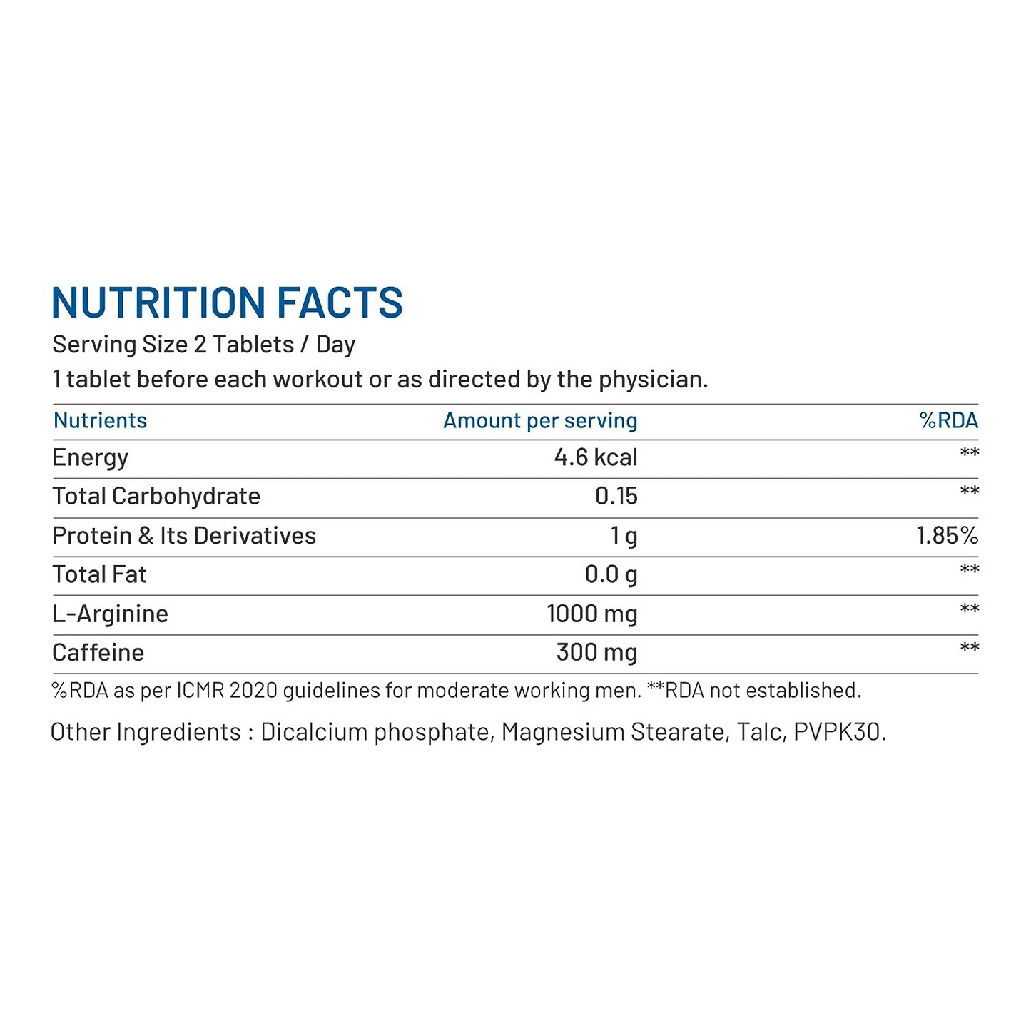 Bliss Welness L-Arginine Caffeine Tablets