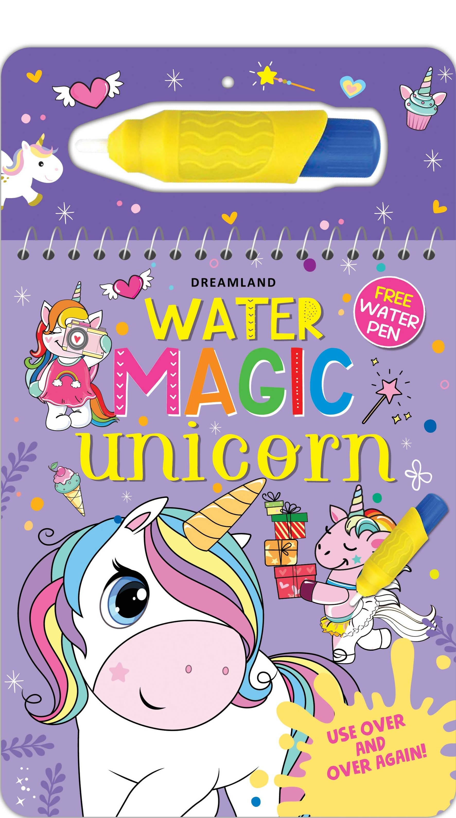 Dreamland Water Magic Unicorn- With Water Pen - Use Over and Over Again : Children Drawing, Painting & Colouring Spiral Binding -  buy in usa 