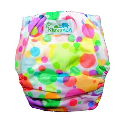 Kindermum Nano Aio Cloth Diaper With 2 Organic Cotton Inserts- Polka hues For Kids