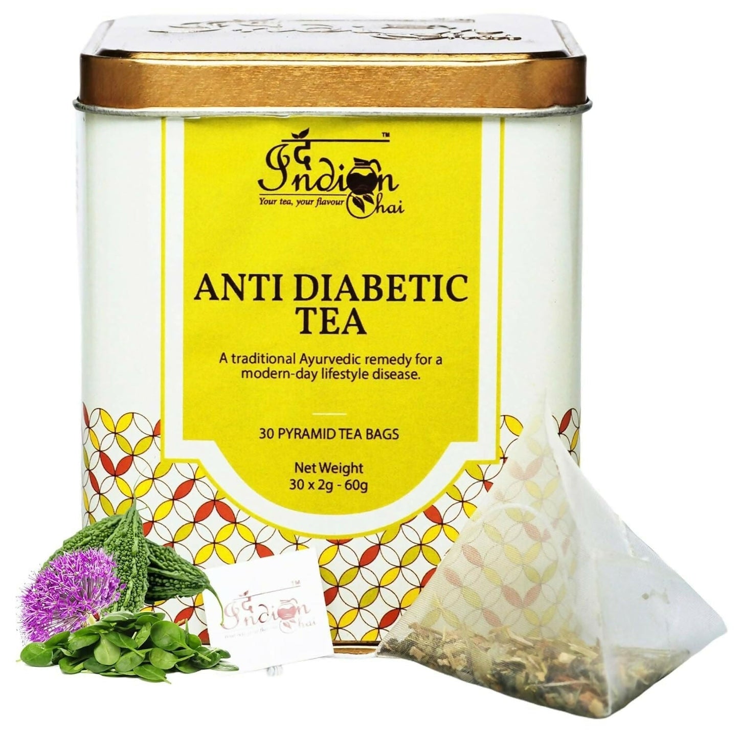 The Indian Chai - Anti Diabetic Tea 30 Pyramid Tea Bags