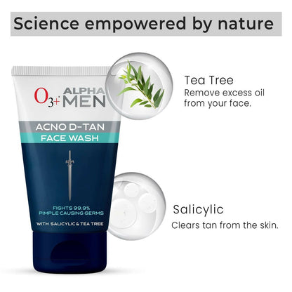 Professional O3+ Alpha Men Acno D-TAN Face Wash with Tea Tree