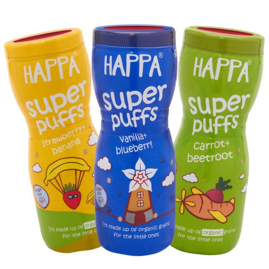 Happa Organic Multigrain Super Puffs Combo Of 3 (8 Months+) -  USA, Australia, Canada 