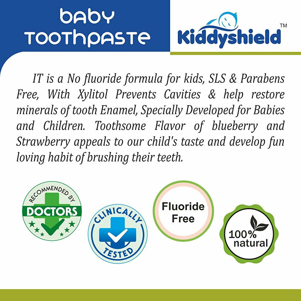 Kiddyshield Fluoride Free Formula Baby Toothpaste Blueberry For Kids 1+ Years