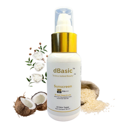 dBasic Sunscreen SPF50 PA+++ UVA/UVB, Blue Light Filter, Rice Water, Shea Butter & No White Cast -  buy in usa 