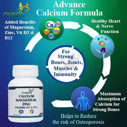 Nveda Calcium Magnesium Zinc Vitamin D3 & B12 Tablets