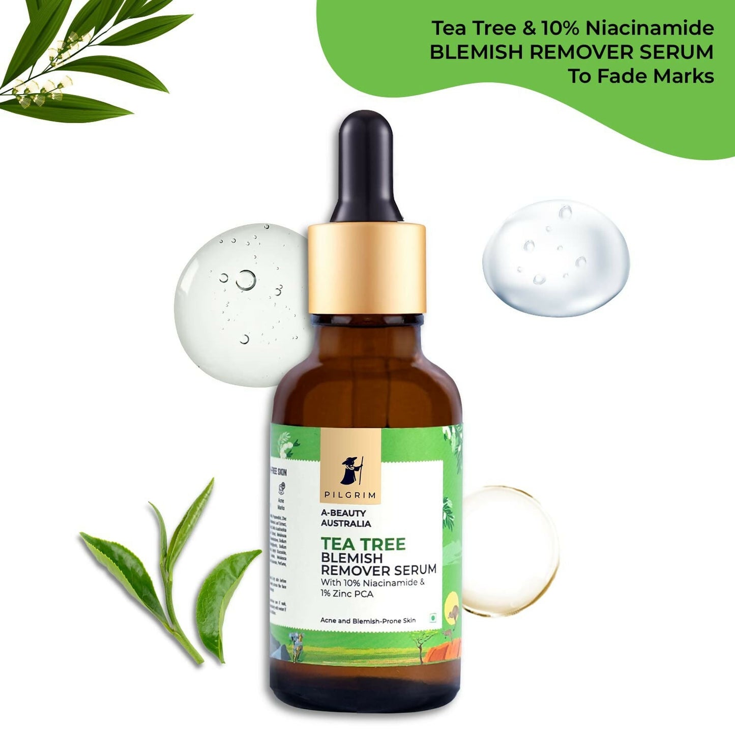 Pilgrim Tea Tree & 10% Niacinamide Blemish-Remover Serum with Zinc PCA For Acne Prone Skin