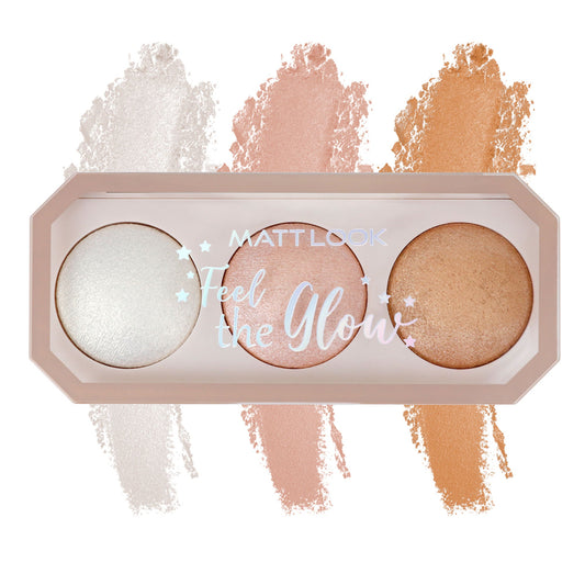 Matt Look Feel The Glow Baked Shimmer Highlighter Trio Palette - 01 Light House
