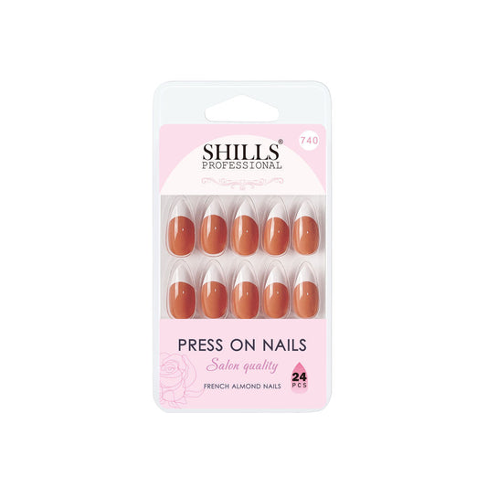 Shills Professional Reusable Press On Nails French Almond - SPN740