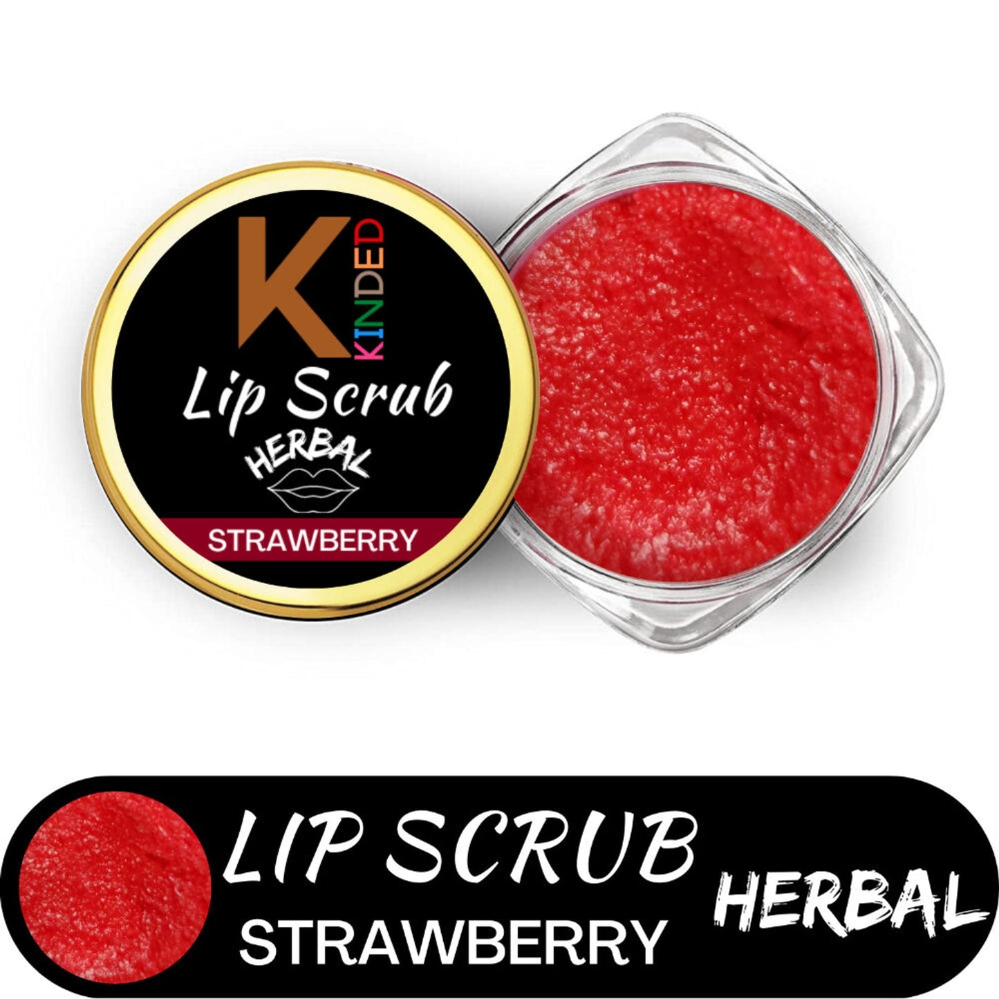 KINDED Lip Sugar Scrub Herbal Exfoliator - Strawberry