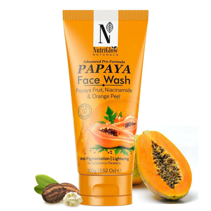 NutriGlow NATURAL'S Advanced Pro Formula Papaya for Skin Brightening & Tan Removal Face Wash - BUDNE