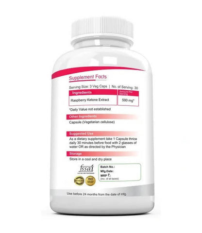 Ramini Bio Nutrition Raspberry Ketones 500mg Veg Capsules