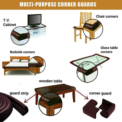 Safe-O-Kid Corner Guards Cushions, U Shaped, Large Size,Brown