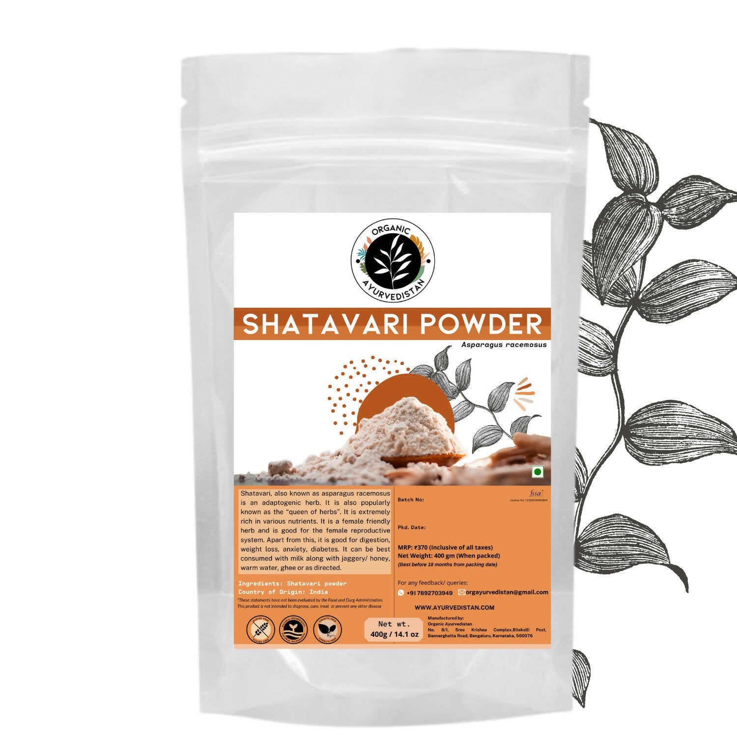 Organic Ayurvedistan Shatavari Powder -  buy in usa 