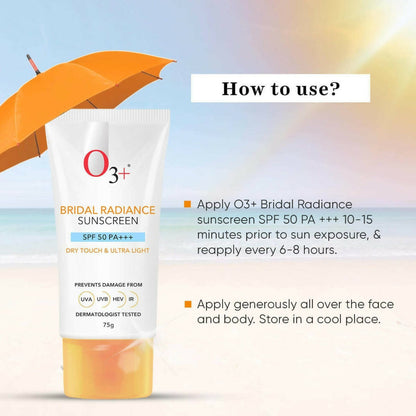 Professional O3+ Bridal Radiance Sunscreen SPF 50 PA +++