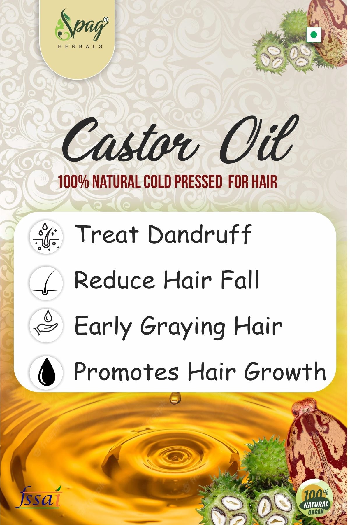 Spag Herbals Castor Oil For Hair & Skin Care