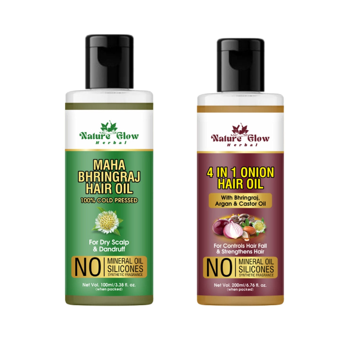 Nature Glow Herbal Bhringraj & 4 in 1 Hair Oil Combo - 200ML
