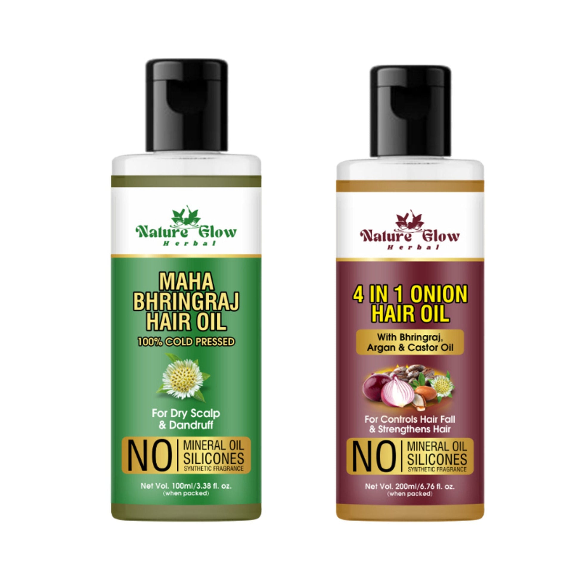 Nature Glow Herbal Bhringraj & 4 in 1 Hair Oil Combo - 200ML