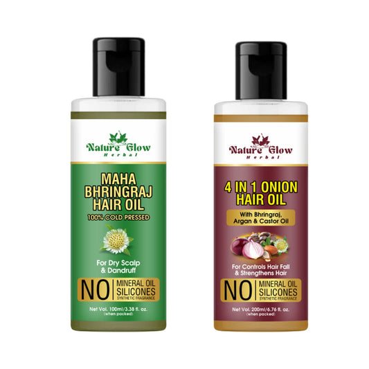 Nature Glow Herbal Bhringraj & 4 in 1 Hair Oil Combo - 200ML