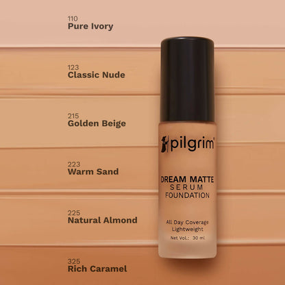Pilgrim Dream Matte Serum Foundation With Matte & Poreless All Day Coverage Lightweight - Natural Almond