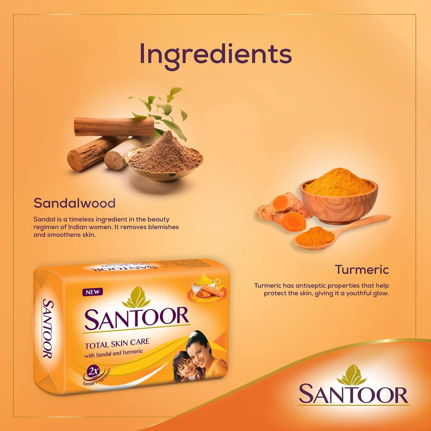 Santoor Sandal & Turmeric Soap