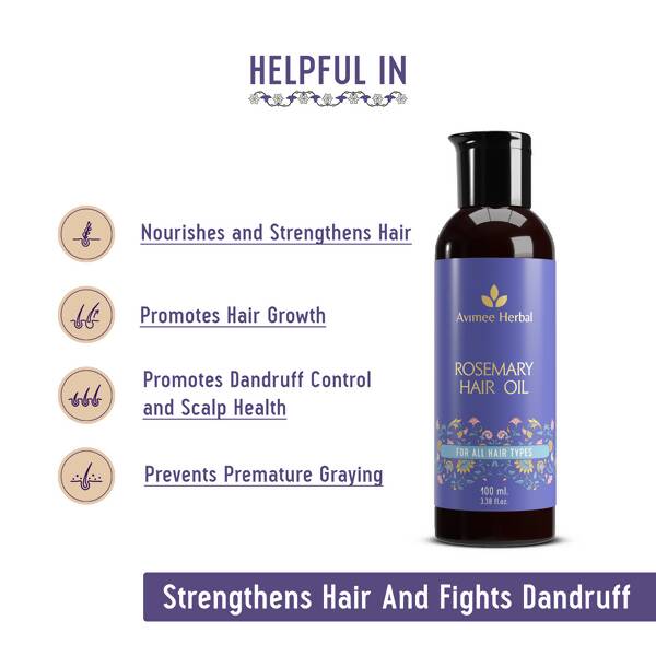 Avimee Herbal Rosemary Hair Oil For Hair Growth With Neem, Amla & Bhringraj Oil