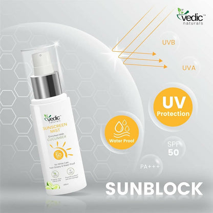 Vedic Naturals Sunscreen Face Mist with SPF 50 PA+++